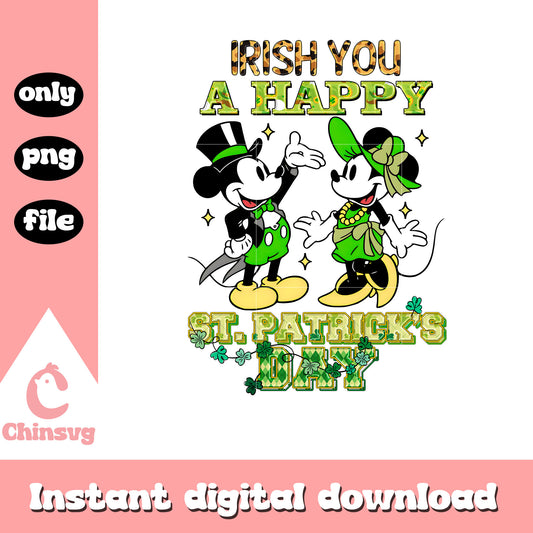 Irish you a happy mickey minnie png, saint patrick day png
