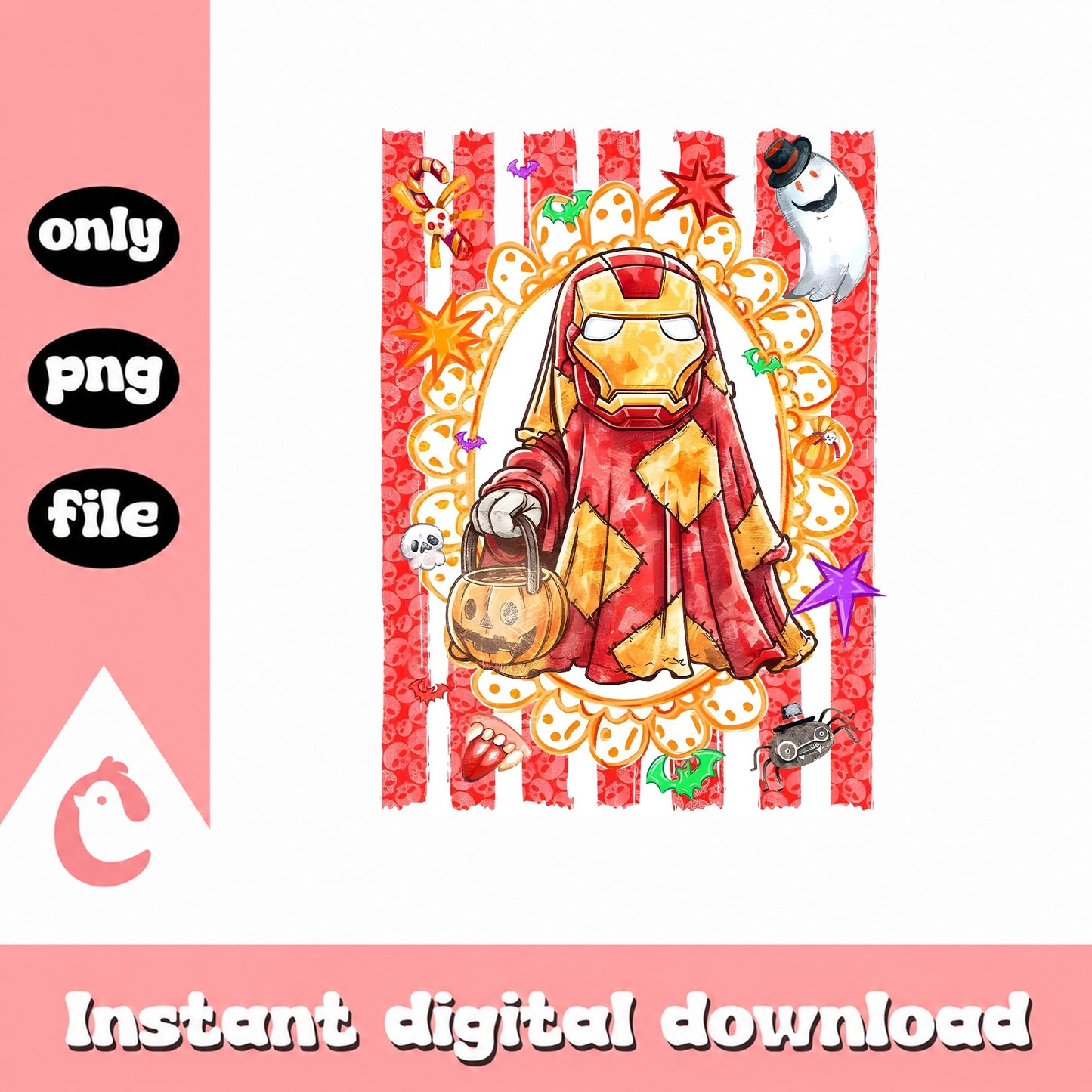 Iron Man Halloween PNG, Superhero Autumn Fall, Instant Download PNG