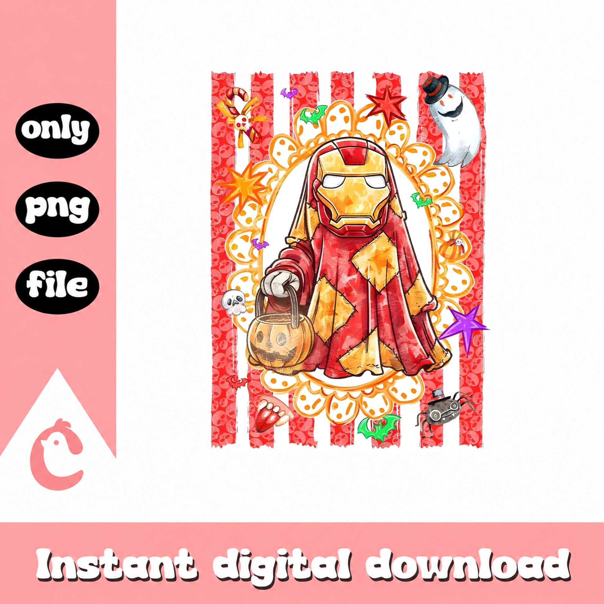 Iron Man Halloween PNG, Superhero Autumn Fall, Instant Download PNG