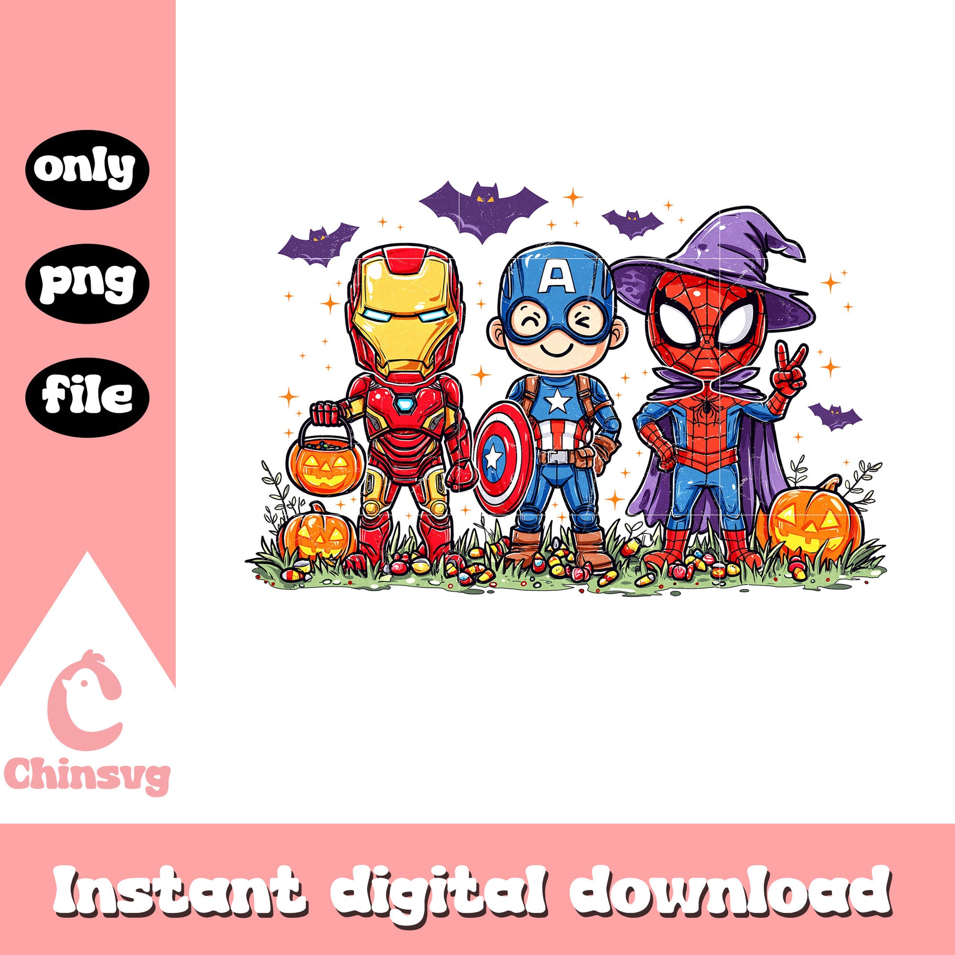 Ironman captain spiderman happy halloween png, marvel cartoon png