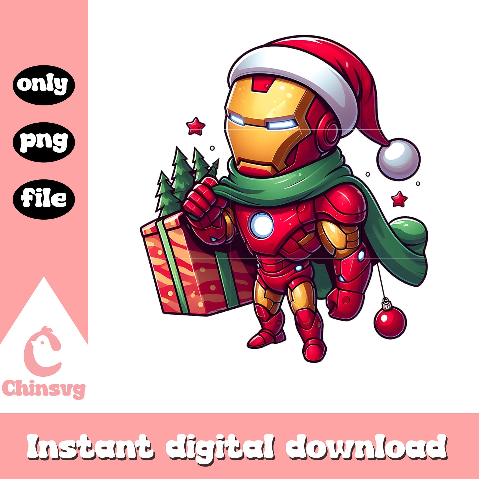 Iron man christmas gifts design png, christmas present png