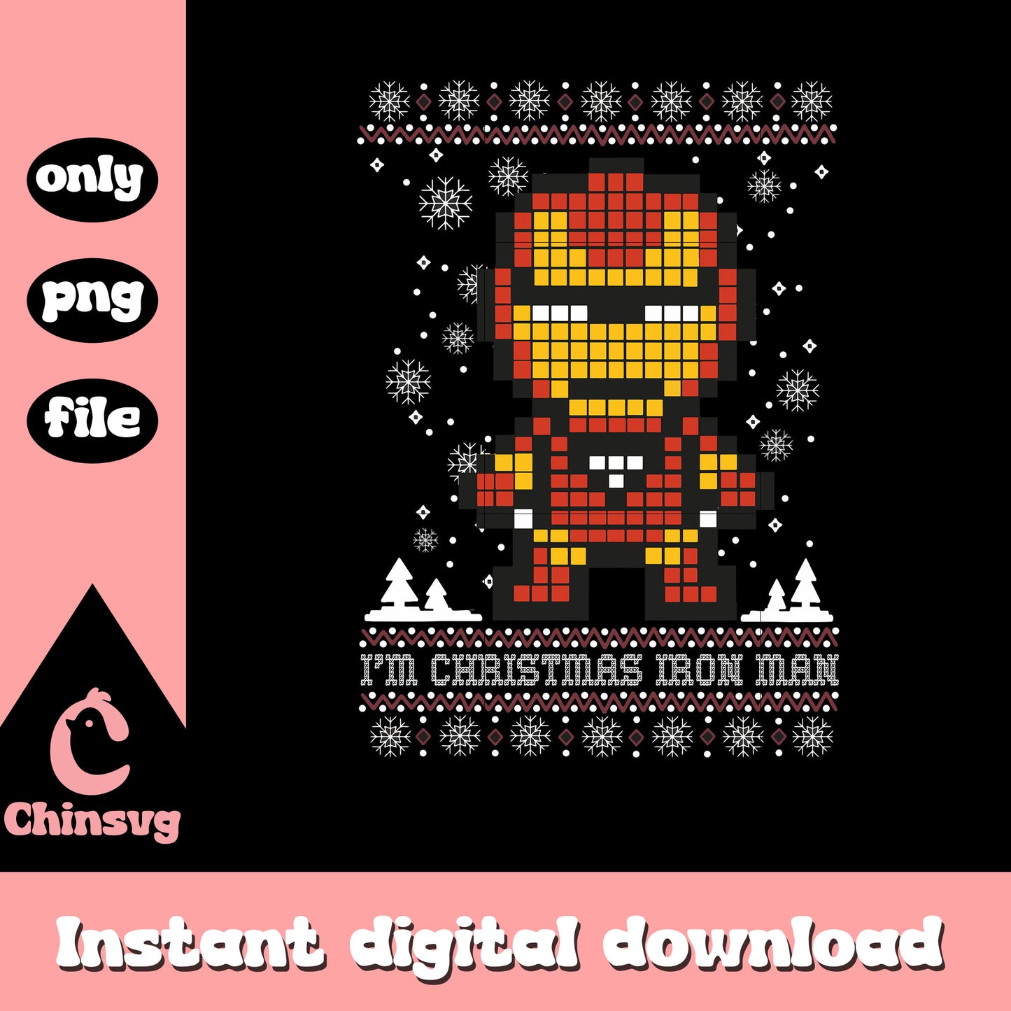 Iron man christmas pixel art design png, the avengers png