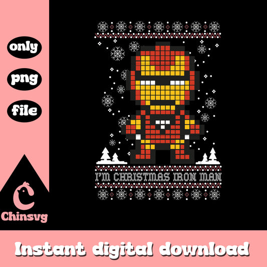 Iron man christmas pixel art design png, the avengers png