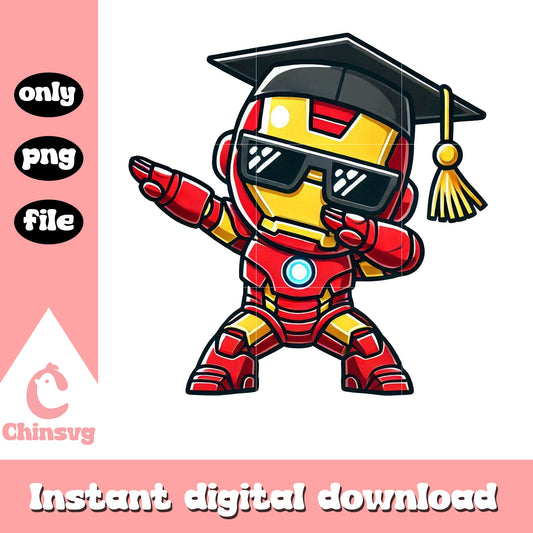 Iron man cute graduation day design png, marvel iron man png