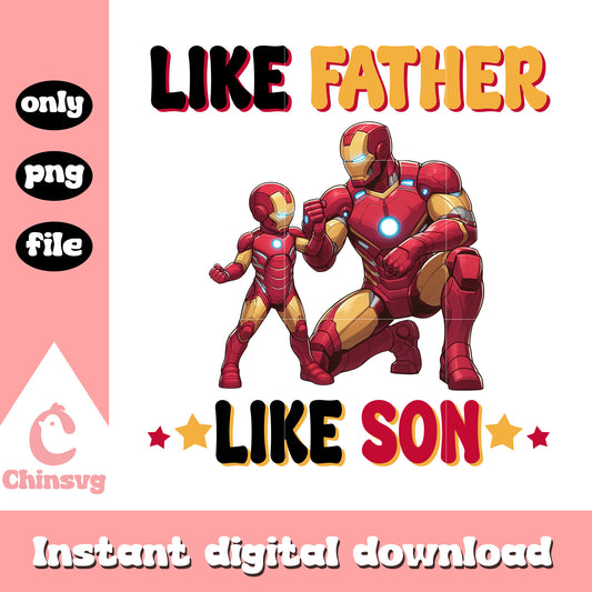 Ironman like father like son png, advengers png, dad and son png