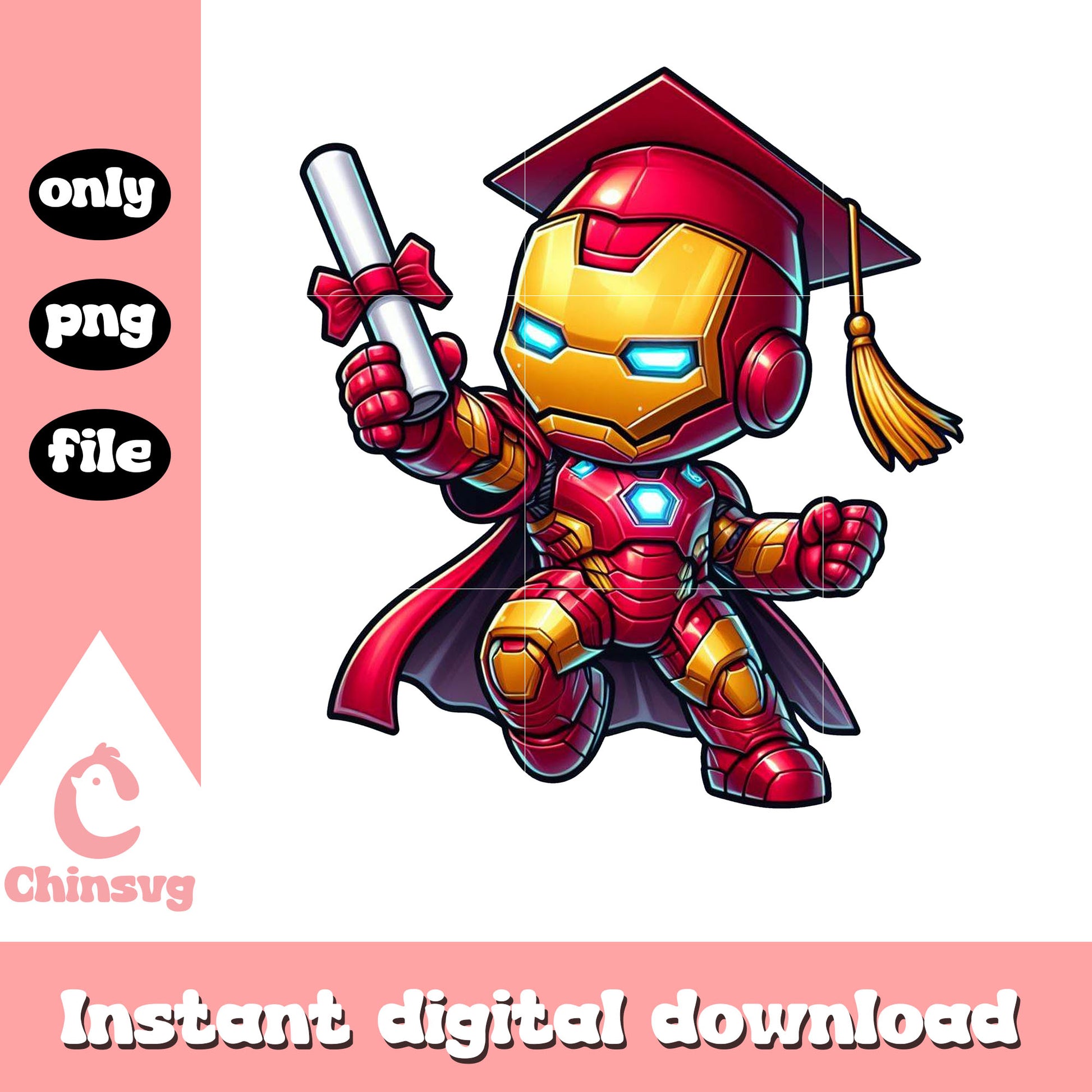 Iron man marvel graduation day design png, graduation design png