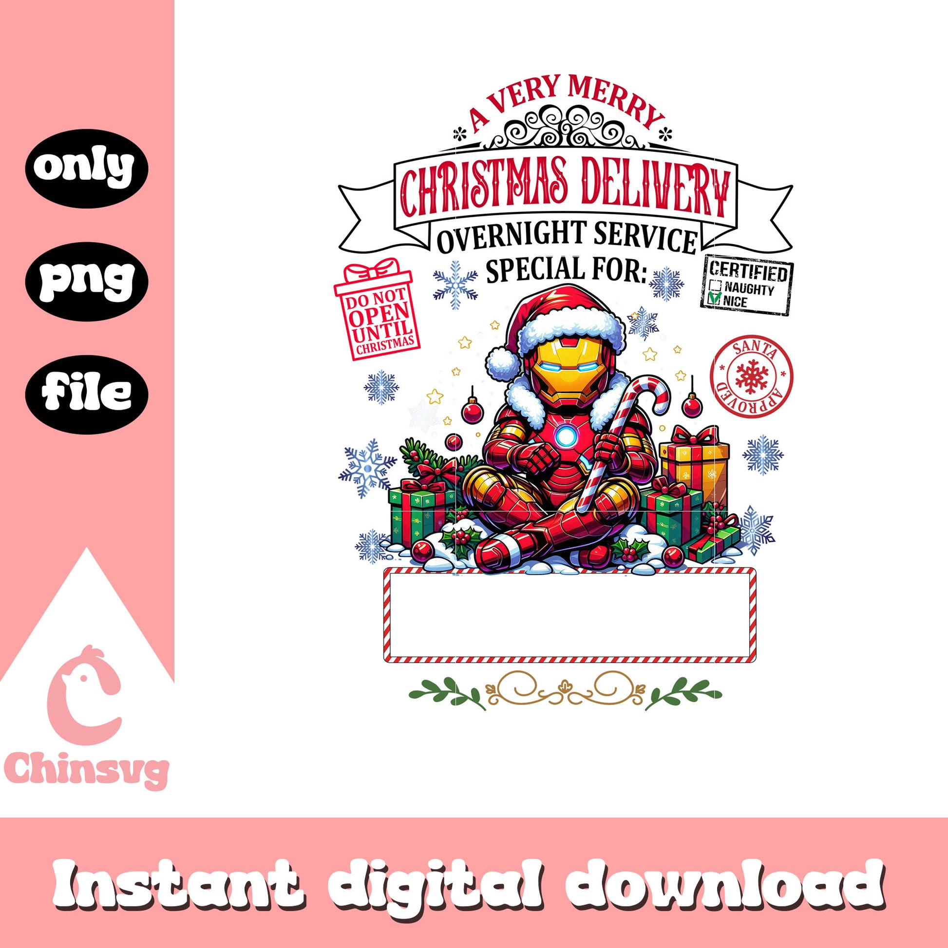 Iron man merry christmas delivery png, marvel movies png