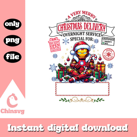 Iron man merry christmas delivery png, marvel movies png