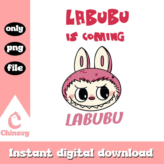 Is coming labubu face clipart design png, labubu pink color png