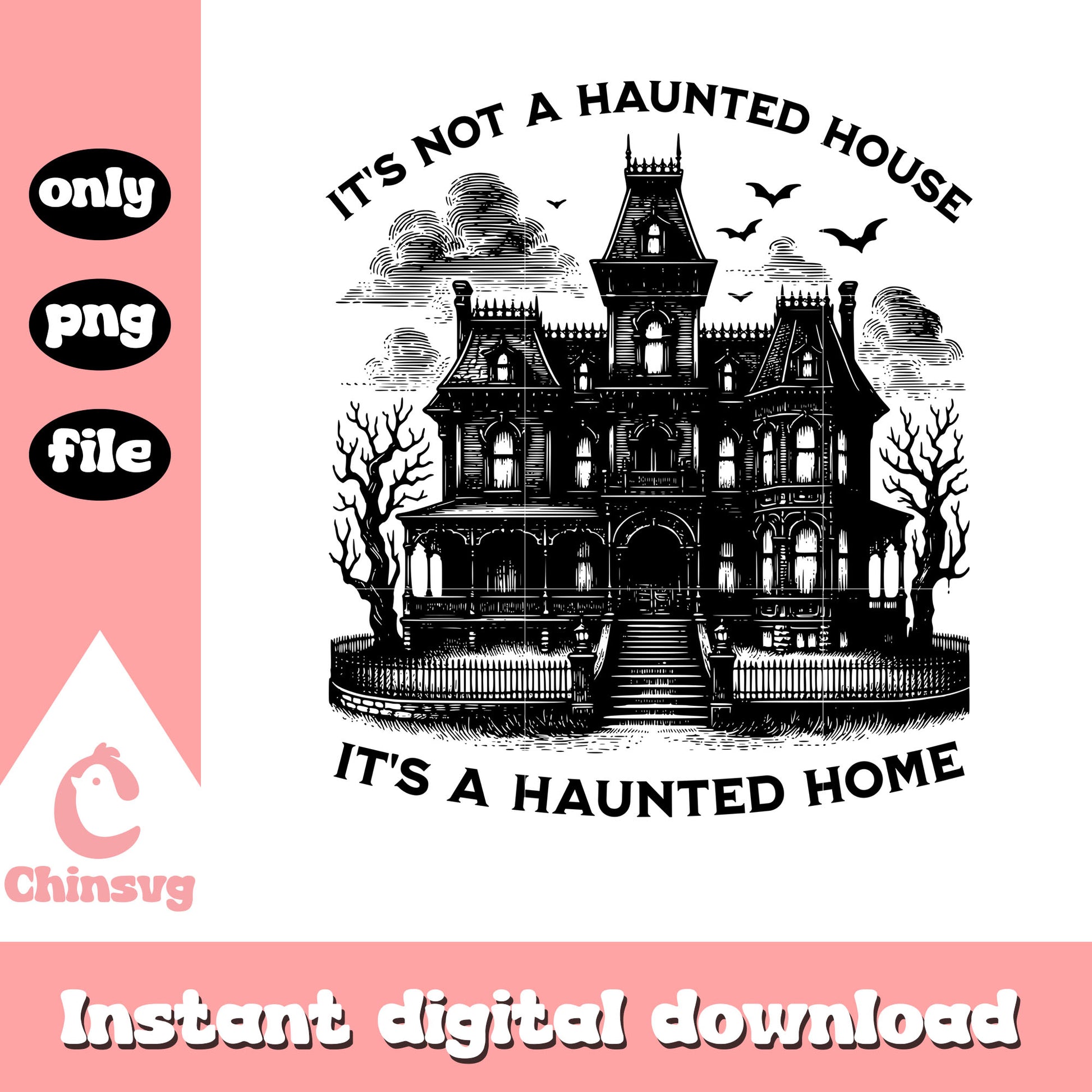 It's a haunted home png, spooky house png, halloween png