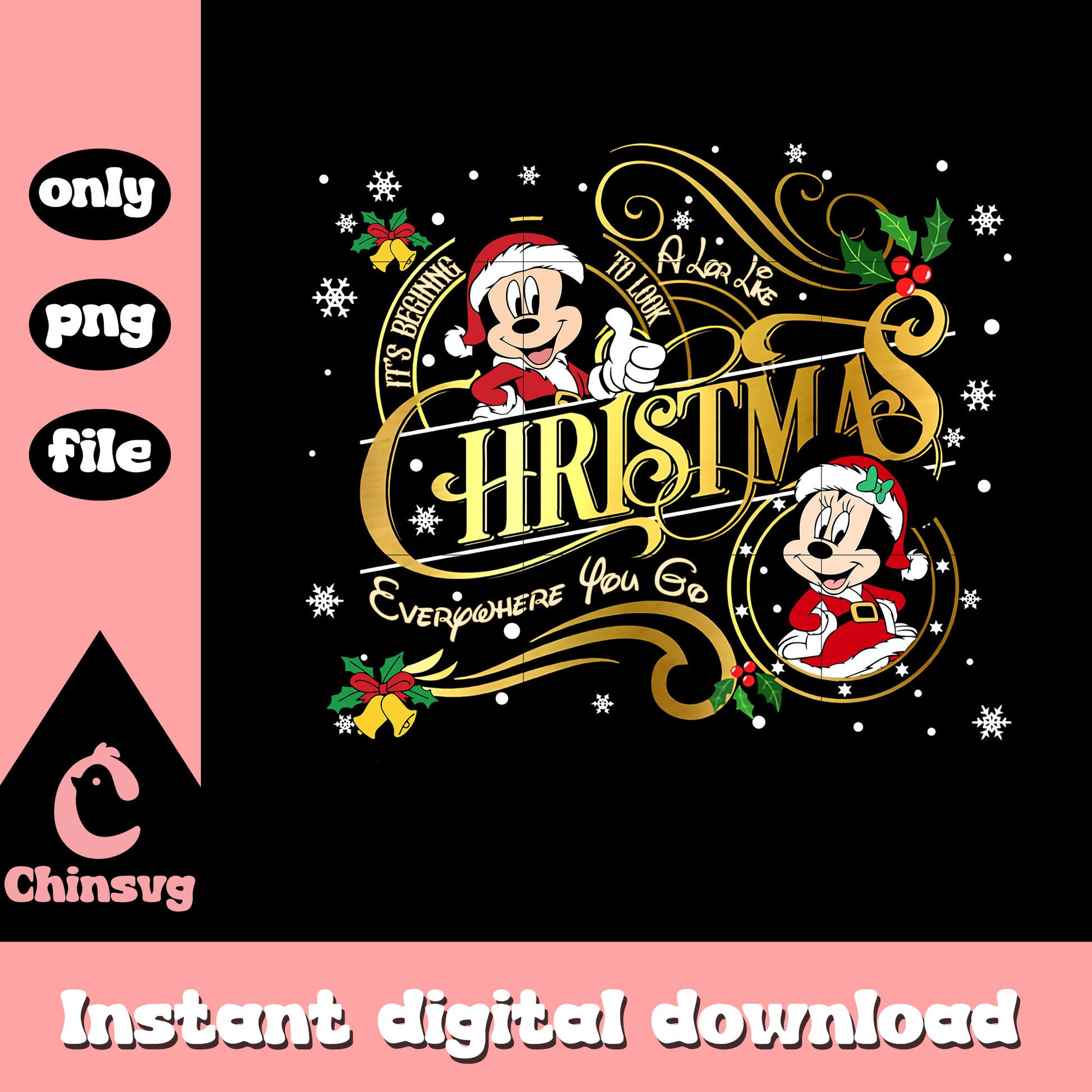 It's beginning to look christmas png, minnie and mickey png