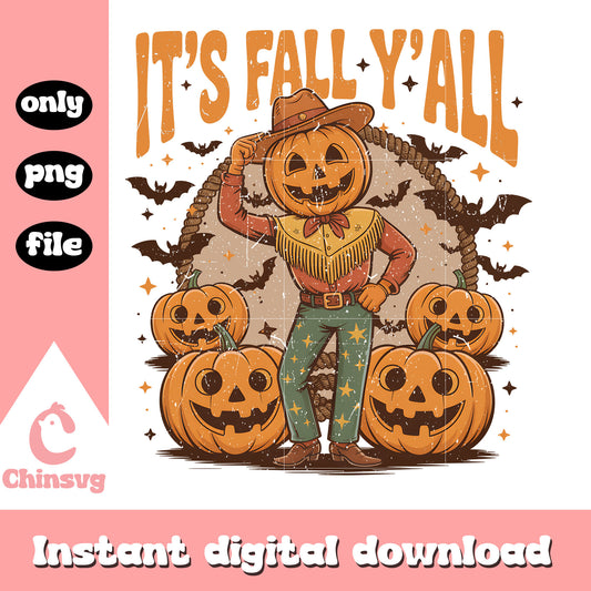 It's fall y'all pumpkin head design png, halloween pumpkin png