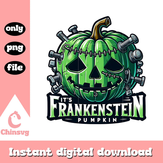It's frankenstein pumpkin halloween design png, happy halloween png