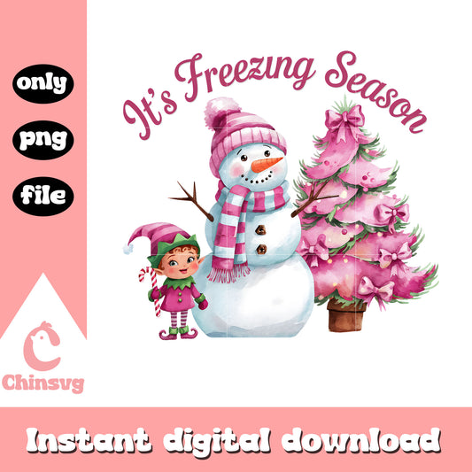 It's freezing season snowman xmas tree png, xmas tree xmas png