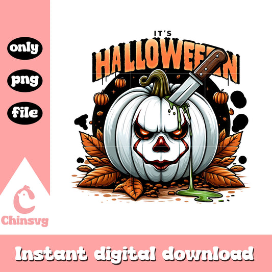 It's halloween pennywise face pumpkin png, halloween png