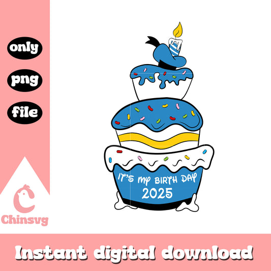 It's my birth day blue decoration png, disney birthday cake​ png