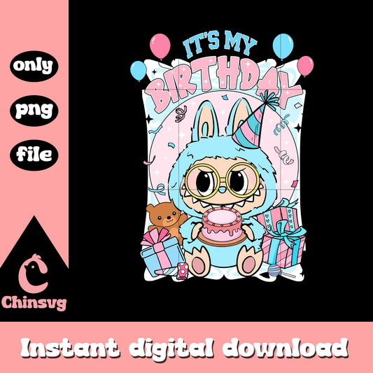 It's my birthday labubu design png, happy birthday png