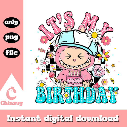 It's my birthday pink labubu costume design png, labubu dolls png