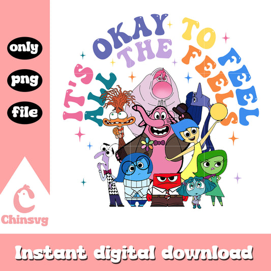 It's ok to feel all the feels friends png, disney film inside out​​ png