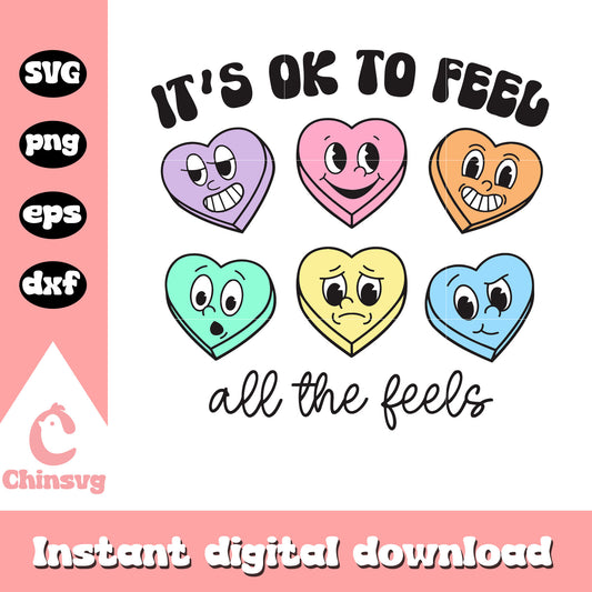 It's ok to feel heart emoji svg, heart shape svg, valentine svg