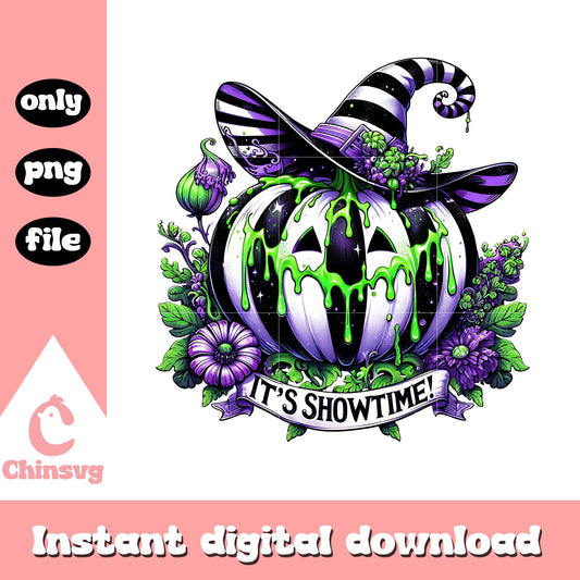 It's showtime pumpkin design png, halloween holiday png