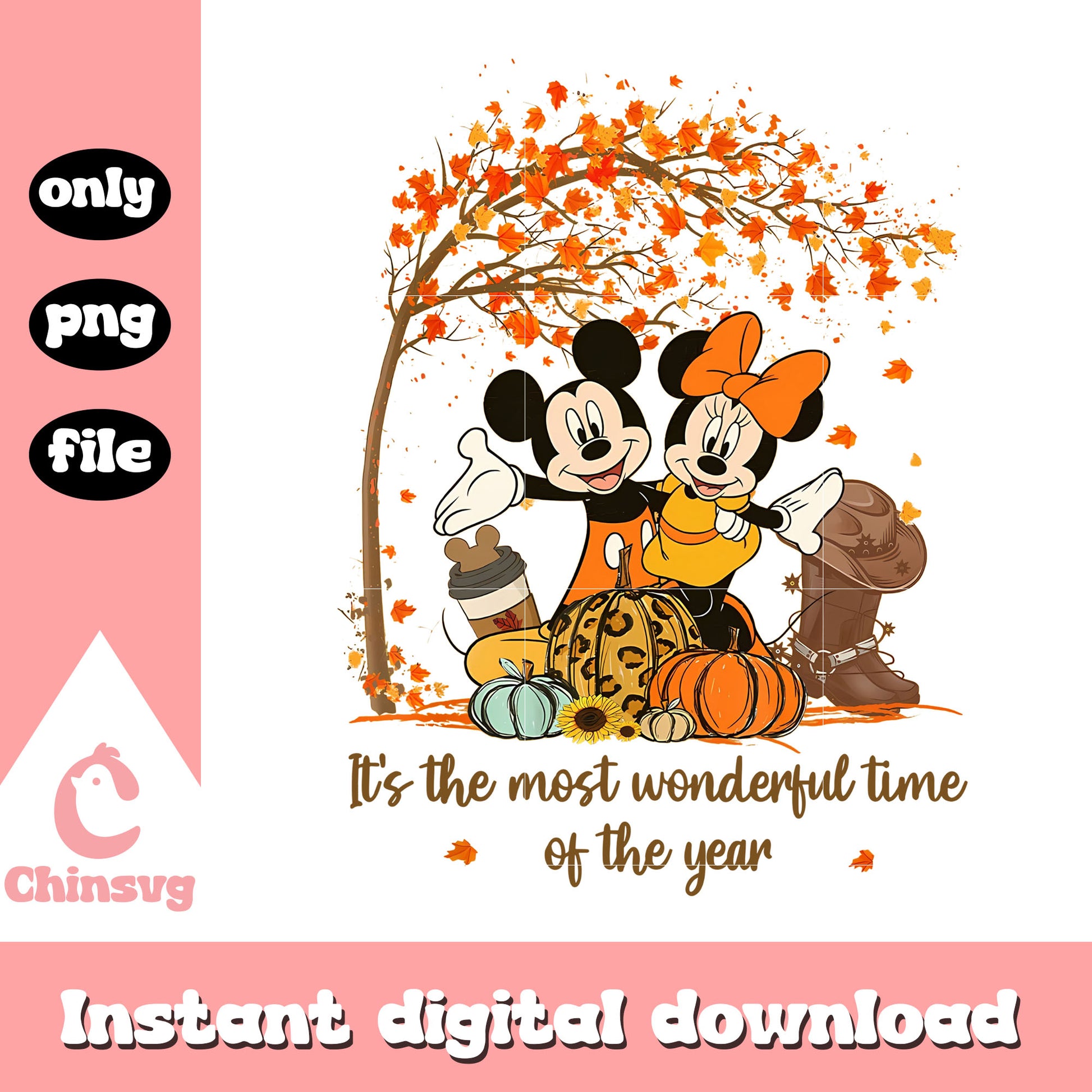 It's the most wonderful time of the year mickey minnie png, autumn png
