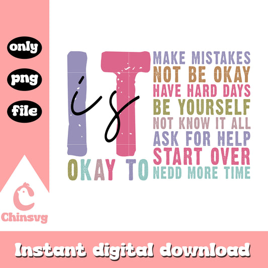 It is okay to quotes font design png, autumn vibes quotes png