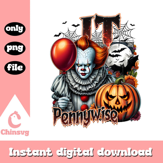 It pennywise pumpkin halloween design png, it pennywise png