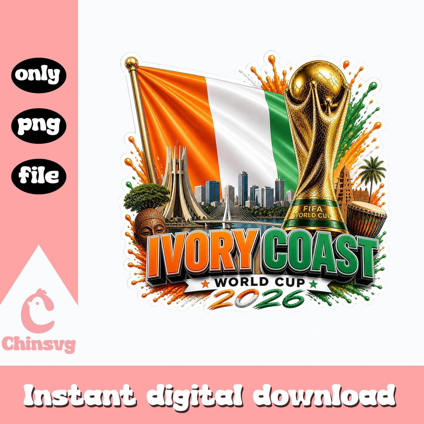 Ivory Coast World Cup 2026 PNG, FIFA Soccer Fan, Football PNG