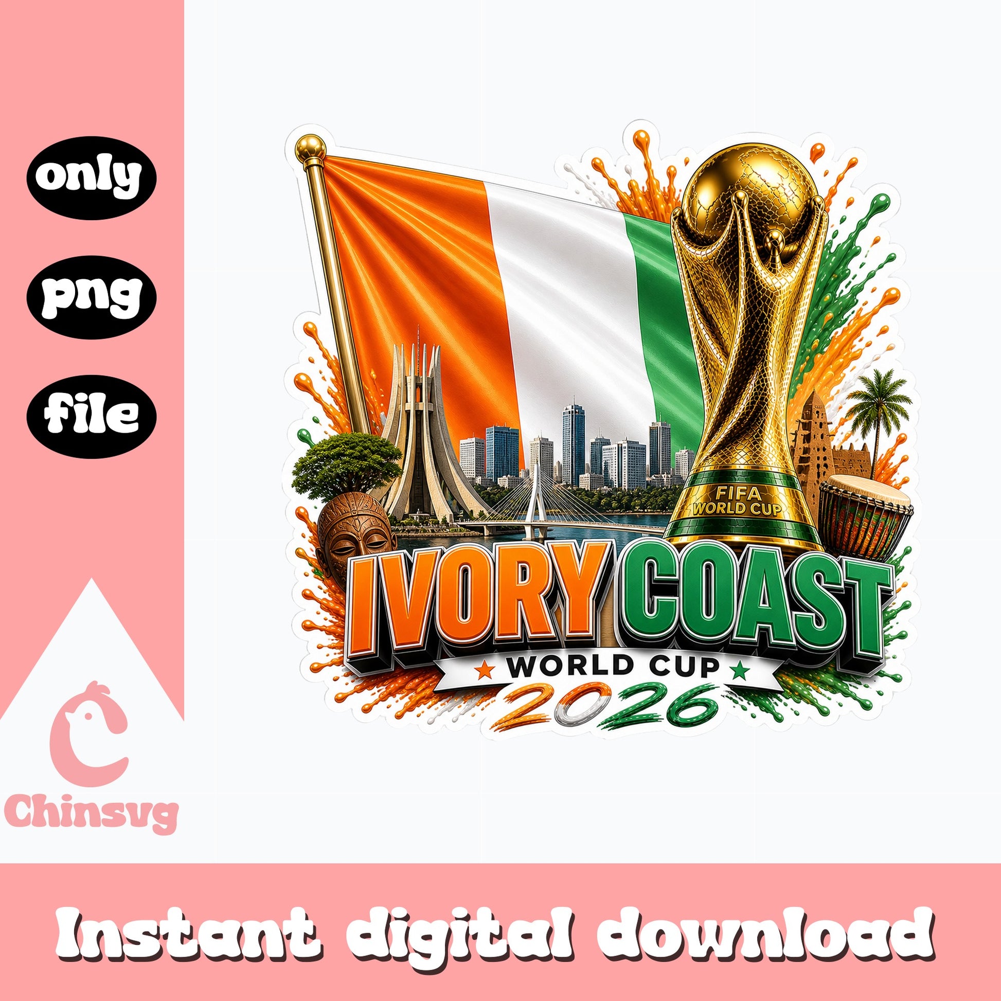 Ivory Coast World Cup 2026 PNG, FIFA Soccer Fan, Football PNG