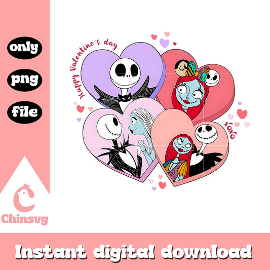 Jack Sally nightmare beafore christmas png, happy valentine's day png