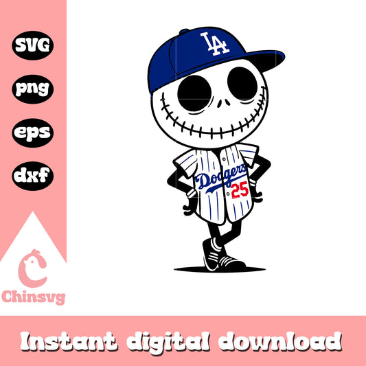 Jack Skellington character baseball svg, LA Baseball svg