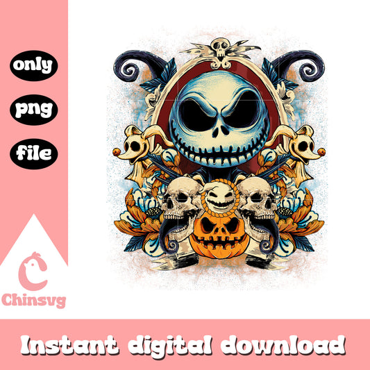 Jack Skellington skull pumpkin halloween png, jack halloween png