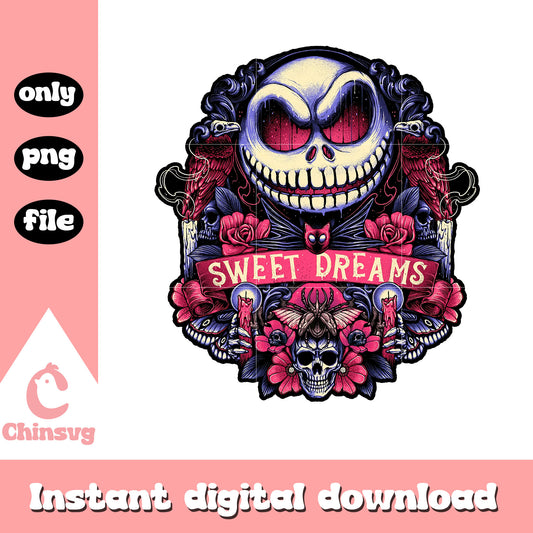 Jack Skellington sweet dreams png, horror movies characters png