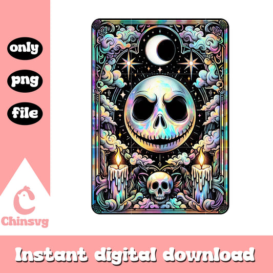 Jack Skellington tarot card design png, halloween tarot card png