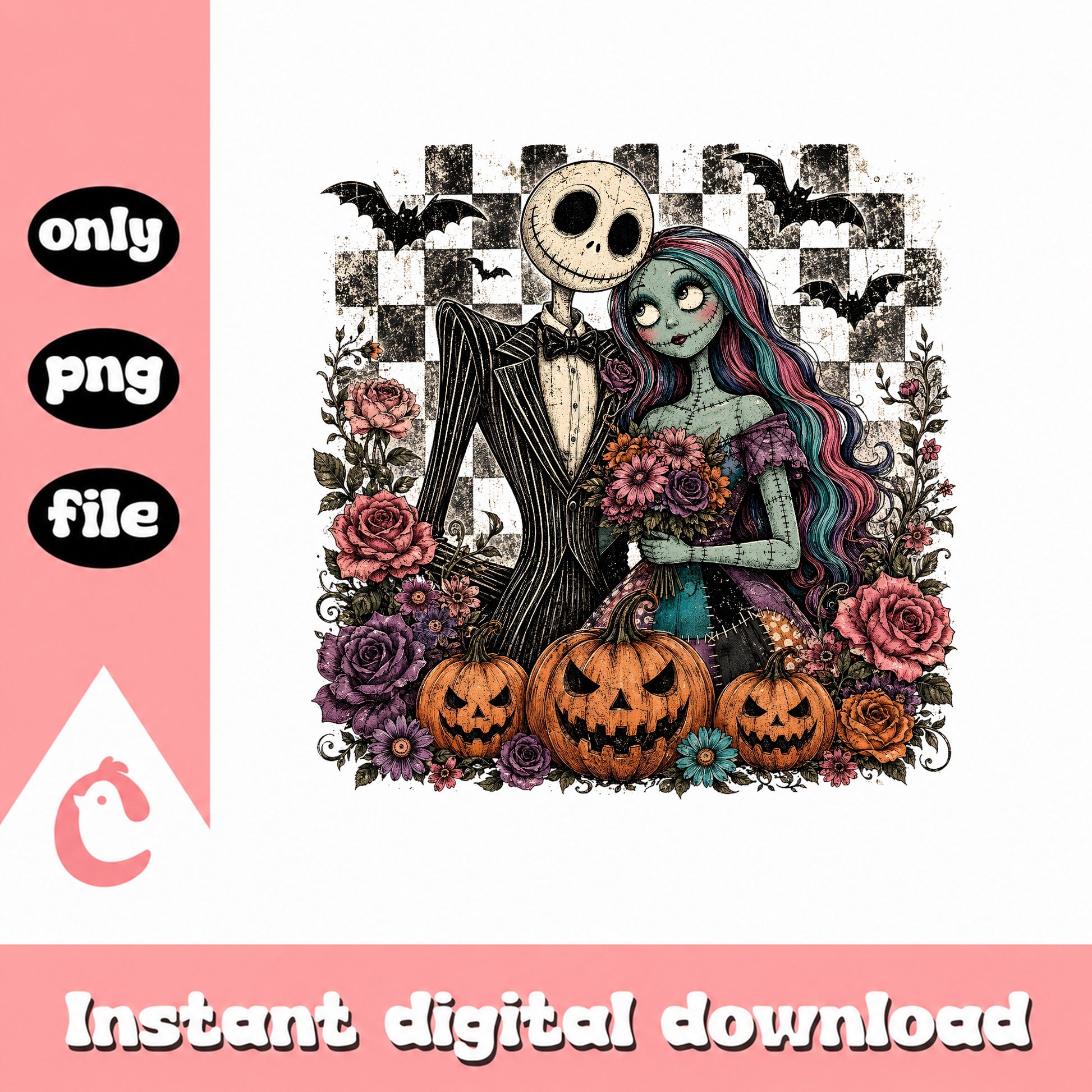 Jack And Sally Halloween PNG, Nightmare Before Christmas, PNG File
