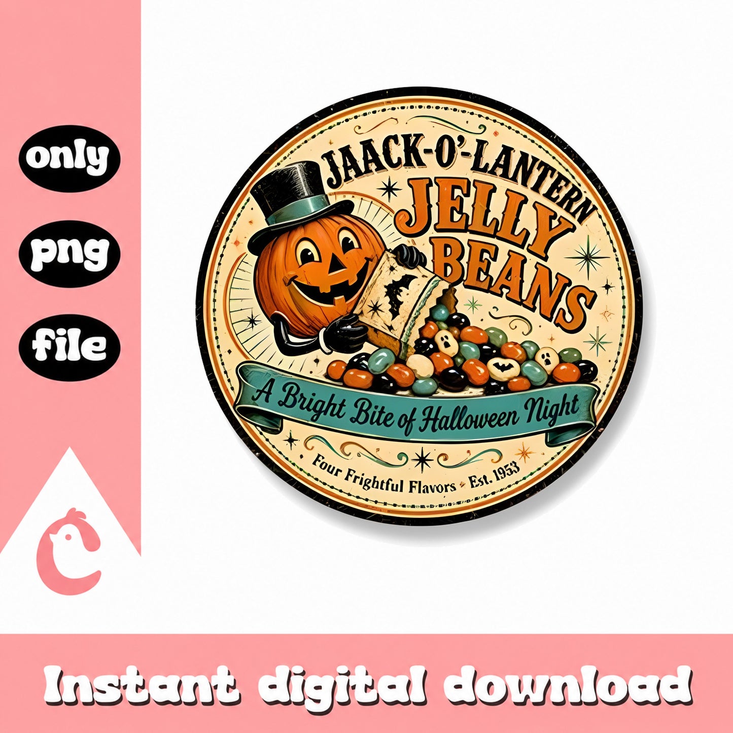 Jack O Lantern Jelly Beans PNG, Halloween Pumpkin, Vintage PNG