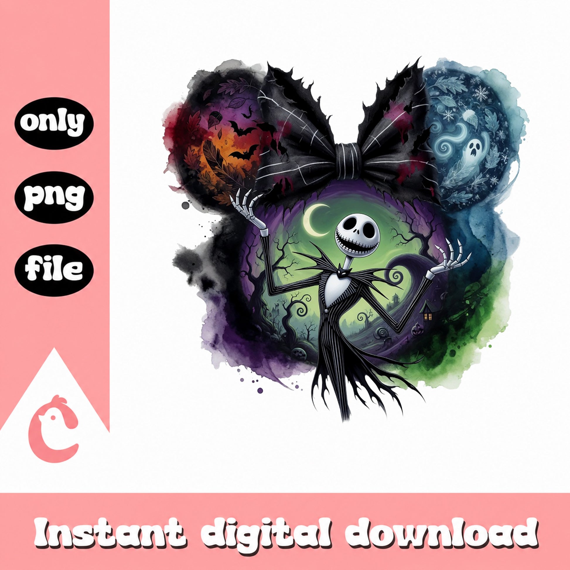 Jack Skellington Mickey Ears PNG, Nightmare Before Christmas, Halloween PNG
