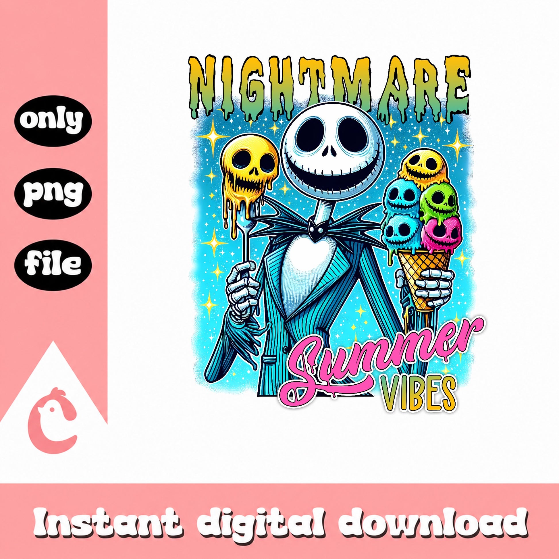Jack Skellington Summer Vibes PNG, Nightmare PNG, Halloween PNG