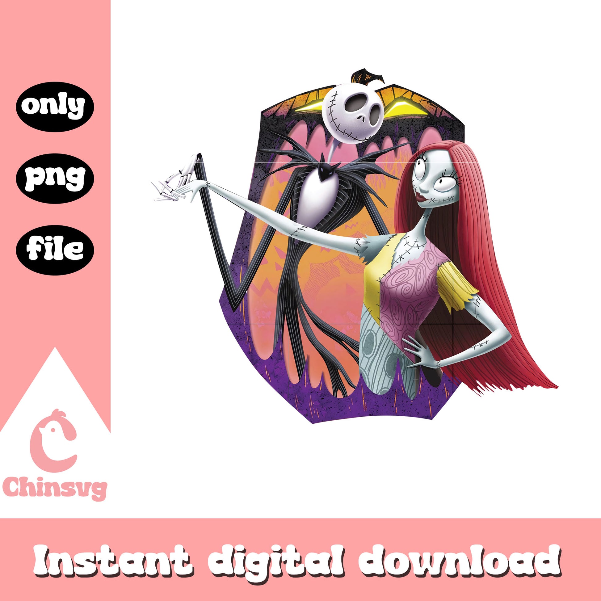 Jack and sally couple dancing design png, jack skellington art png