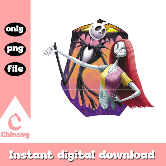 Jack and sally couple dancing design png, jack skellington art png