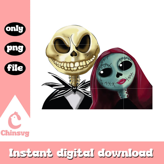 Jack and sally couple portrait design png, sally x jack png