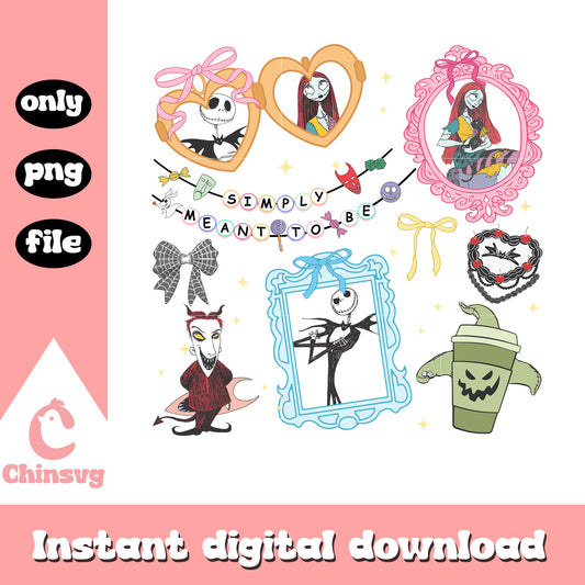 Jack and sally disney couple png, disney characters png, cartoon png