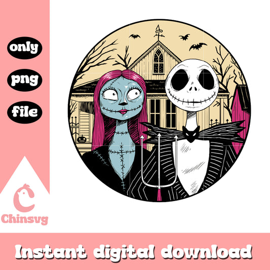 Jack and sally in love art png, jack skellington sally png