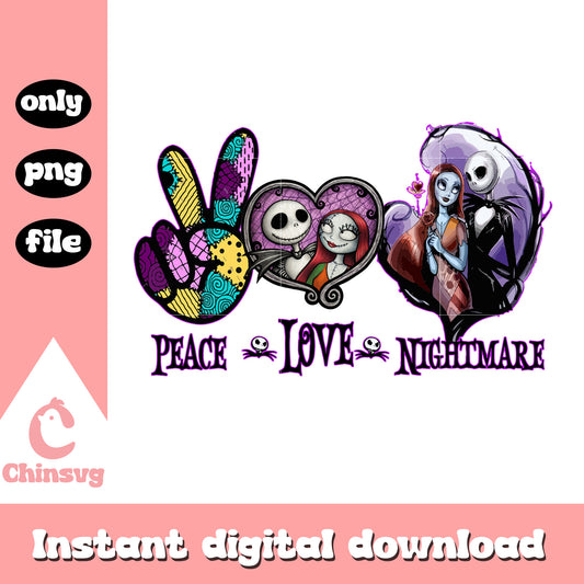 Jack and sally peace love nightmare png, sally and jack png