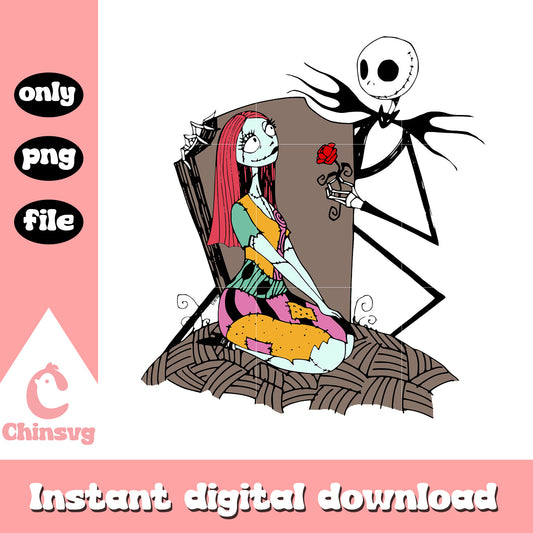 Jack and sally tombstone romantic png, nightmare before christmas png