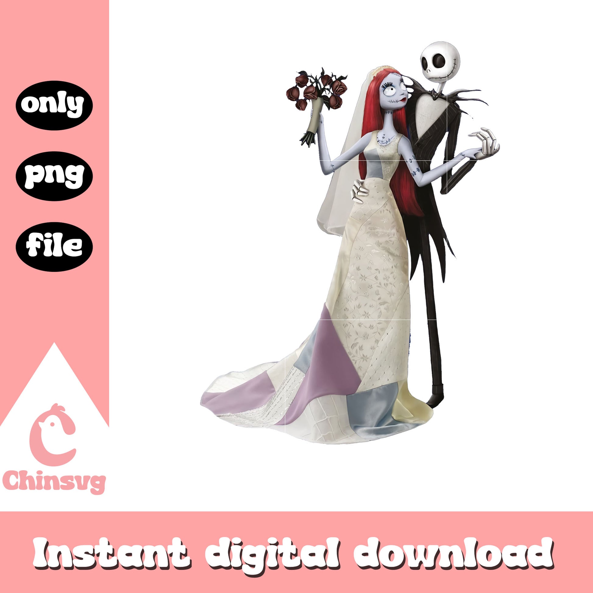 Jack and sally wedding clipart png, jack skellington sally png