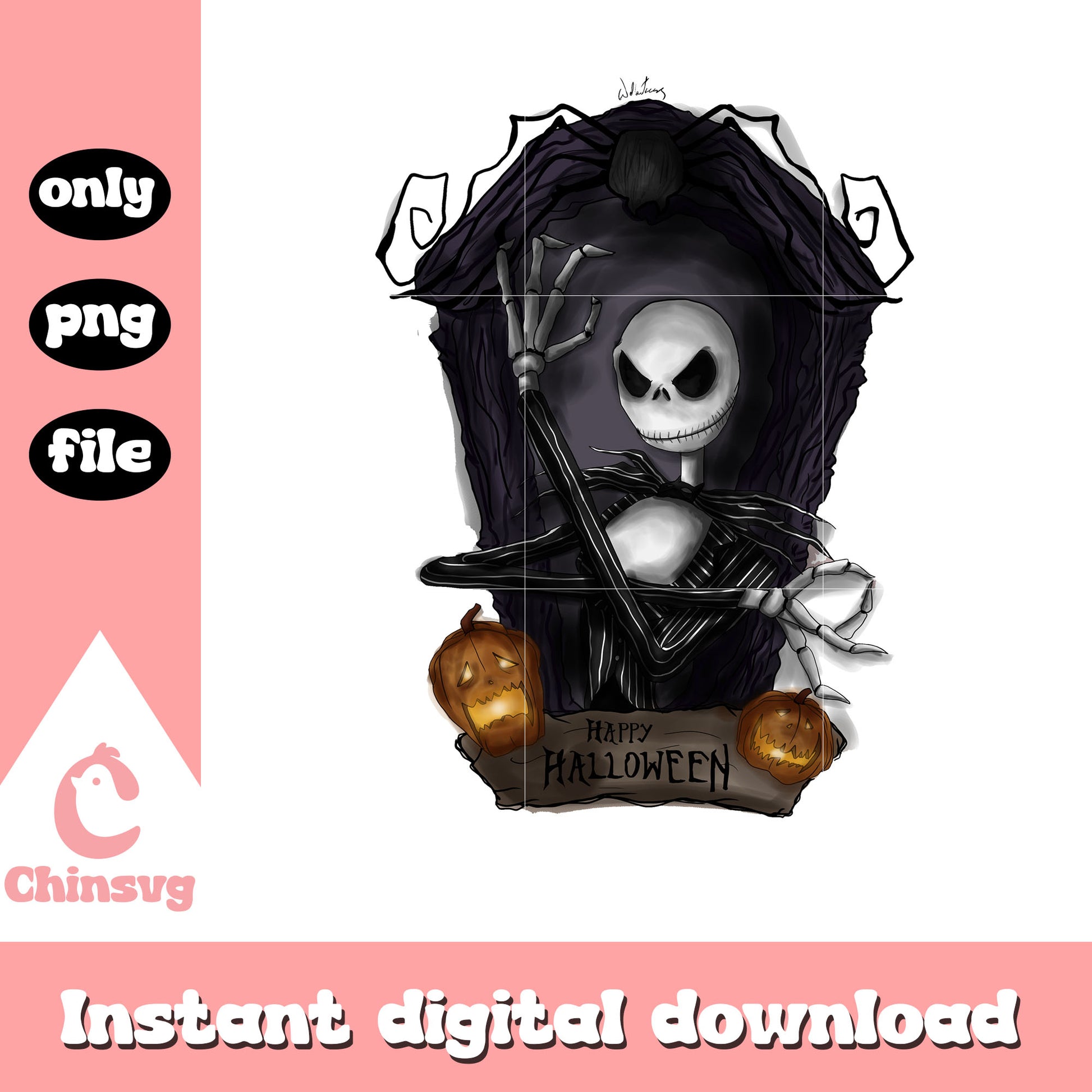Jack happy halloween design png, jack nightmare before christmas png