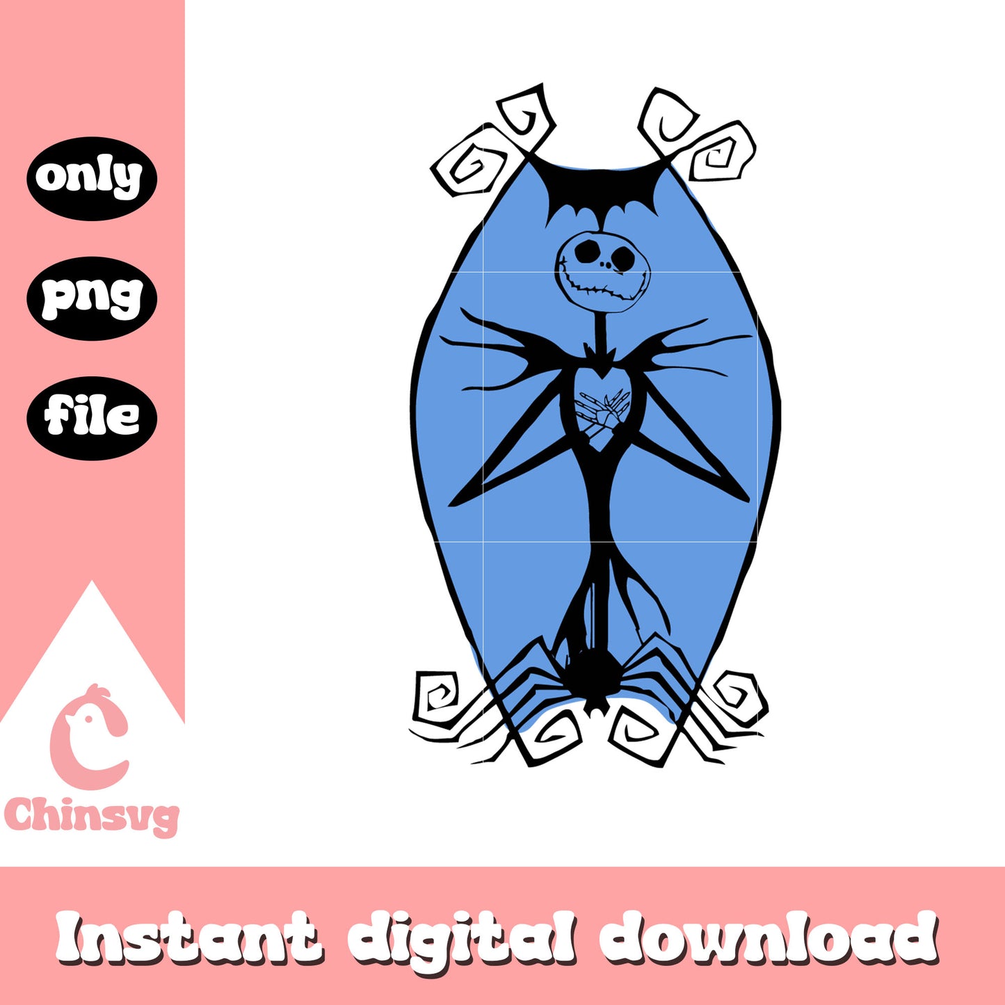 Jack in mirror frame design png, jack skellington character png