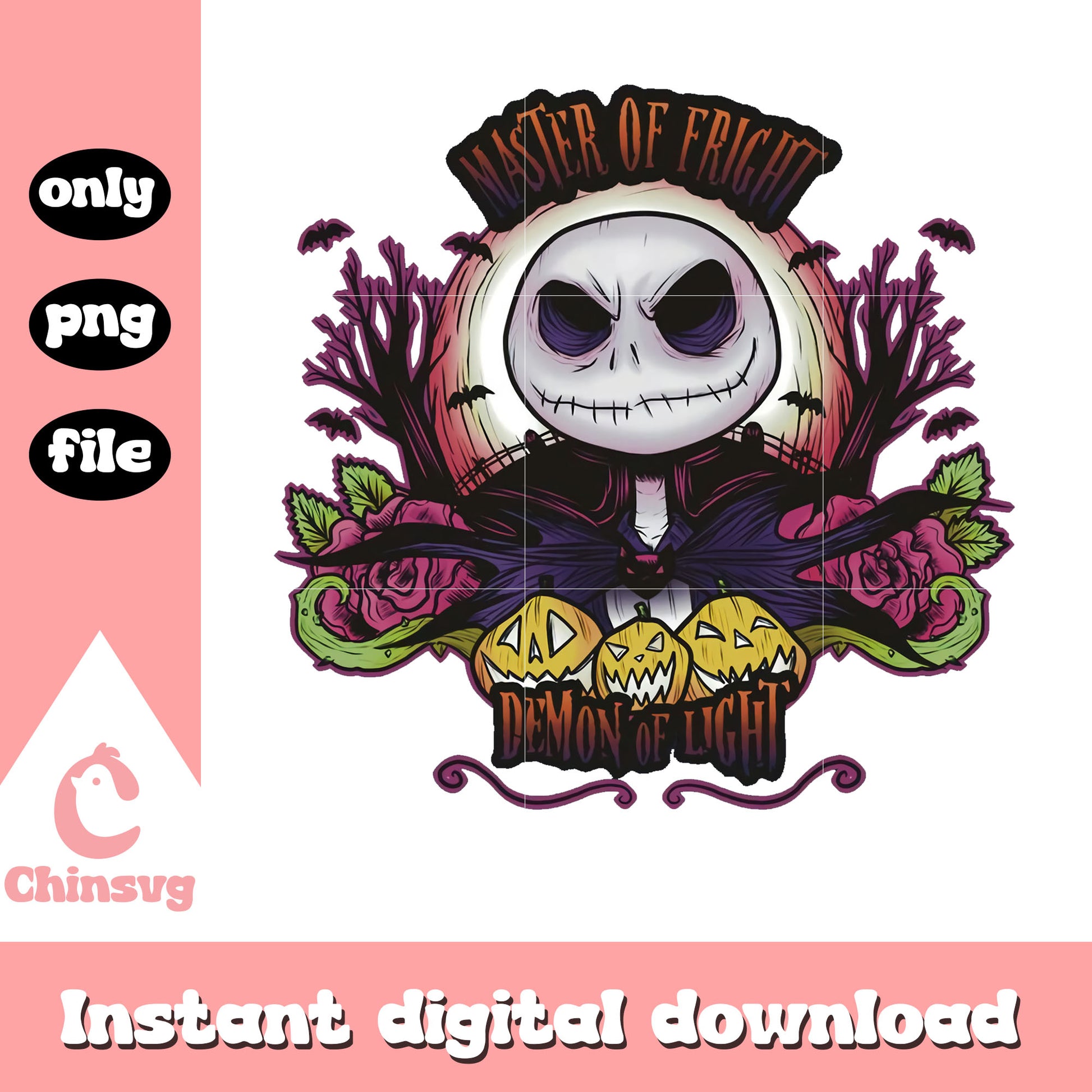Jack master or fright demon of light png, jack skellington art png